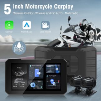 LIGHTSHOW LSMCP/AA 5" MOTORCYCLE DISPLAY W/ WIRELESS CAR PLAY & AA WATERPROOF